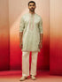 Men's Pista Green Embroidered Kurta with Palazzo